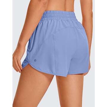 CRZ YOGA Womens High Waisted Running Shorts Mesh Liner 3'' Dolphin Quick Dry for Athletic Gym Track ...