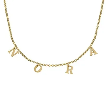 MyNameNecklace Personalized Adjustable Choker Necklace with Hanging Name Initial Letters-Custom Made...