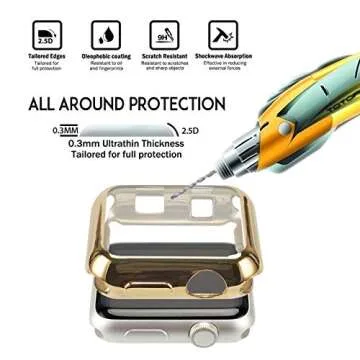 Tranesca 4 Pack 38mm Case with Built-in HD Clear Ultra-Thin TPU Screen Protector Cover Compatible with Apple Watch Series 3 - Clear+Black+Gold+Rose Gold