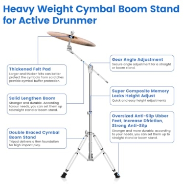 Adjustable Boom Cymbal Stand for Drummers and Musicians