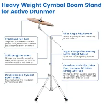 Adjustable Boom Cymbal Stand for Drummers and Musicians