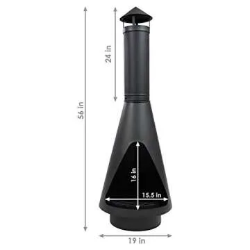 Sunnydaze 56-Inch Black Heavy-Duty Steel Chiminea with Log Poker, Grate and Rain Cap - High-Temperature Paint Finish