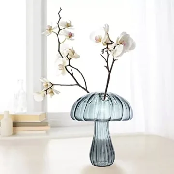 Wnvivi 2Pcs Decorative Glass Mushroom Vases for Home