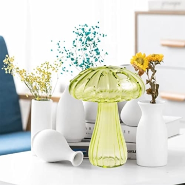 Wnvivi 2Pcs Decorative Glass Mushroom Vases for Home