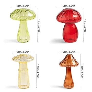 Wnvivi 2Pcs Decorative Glass Mushroom Vases for Home