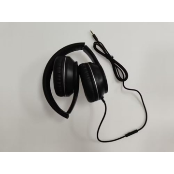 LORELEI X6 Over-Ear Headphones with Microphone, Lightweight Foldable & Portable Stereo Bass Headphones with 1.45M No-Tangle, Wired Headphones for Smartphone Tablet MP3 / 4 (Space Black)