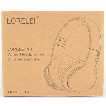 LORELEI X6 Over-Ear Headphones with Microphone, Lightweight Foldable & Portable Stereo Bass Headphones with 1.45M No-Tangle, Wired Headphones for Smartphone Tablet MP3 / 4 (Space Black)