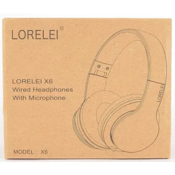 LORELEI X6 Over-Ear Headphones with Microphone, Lightweight Foldable & Portable Stereo Bass Headphones with 1.45M No-Tangle, Wired Headphones for Smartphone Tablet MP3 / 4 (Space Black)