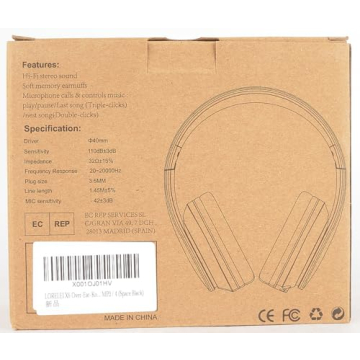 LORELEI X6 Over-Ear Headphones with Microphone, Lightweight Foldable & Portable Stereo Bass Headphones with 1.45M No-Tangle, Wired Headphones for Smartphone Tablet MP3 / 4 (Space Black)