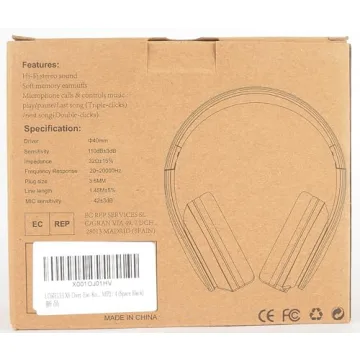 LORELEI X6 Over-Ear Headphones with Microphone, Lightweight Foldable & Portable Stereo Bass Headphones with 1.45M No-Tangle, Wired Headphones for Smartphone Tablet MP3 / 4 (Space Black)