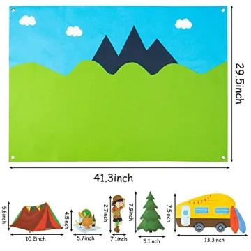 WATINC Camping Felt Board Story Set for Toddlers 46Pcs
