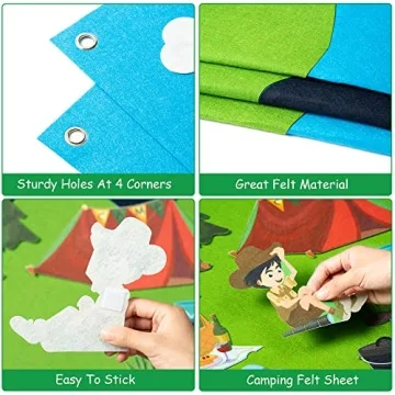 WATINC Camping Felt Board Story Set for Toddlers 46Pcs