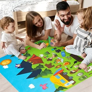 WATINC Camping Felt Board Story Set for Toddlers 46Pcs