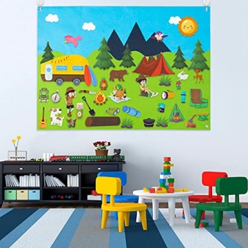 WATINC Camping Felt Board Story Set for Toddlers 46Pcs