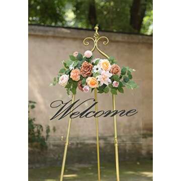 SERRAFLORA Artificial Flowers Combo Box Set Faux Flowers Bulk Flower Leaf with Stems for DIY Wedding Bouquets Centerpieces Baby Shower Party Home Decorations(Champagne Pink)