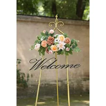 SERRAFLORA Artificial Flowers Combo Box Set Faux Flowers Bulk Flower Leaf with Stems for DIY Wedding Bouquets Centerpieces Baby Shower Party Home Decorations(Champagne Pink)