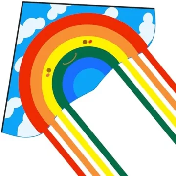 Huge Rainbow Delta Kites for Kids and Adults - 60" Wide with 9.5' Long Tail - Easy Flyer - Kit Line ...