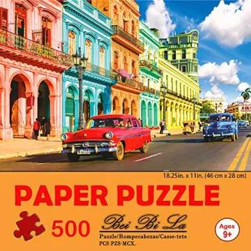 Jigsaw Puzzles for Adults 500 Piece Great View in Colorful Havana Street Cuba 500 Pieces Puzzle for Toy Family Game Gifts