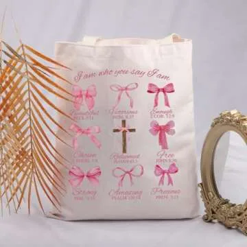 Stylish JNIAP Cross Coquette Bows Tote Bag for Gifts