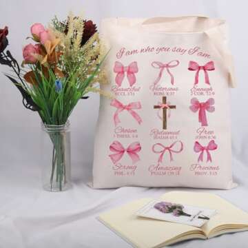 Stylish JNIAP Cross Coquette Bows Tote Bag for Gifts