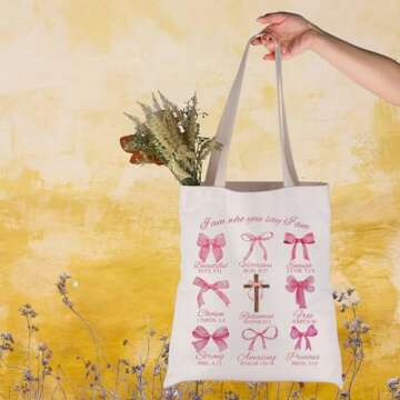 Stylish JNIAP Cross Coquette Bows Tote Bag for Gifts