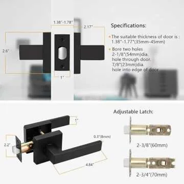 Probrico 10 Pack| Matte Black Passage Door Levers Interior Heavy Duty Square Door Handles, Hall/Closet Non-Locking Door Levers for Pantry Utility Room, Contractor Pack
