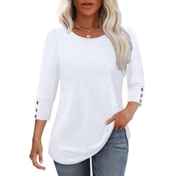Elegant White Plus Size 3/4 Sleeve Blouse for Women - Perfect for Any Occasion