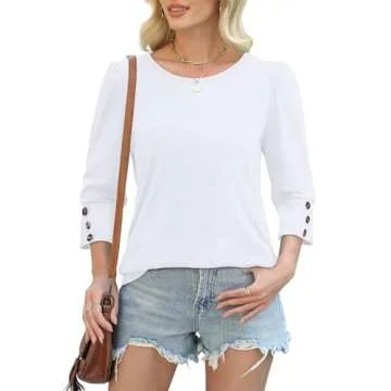 Stylish Plus Size 3/4 Sleeve Women's Blouse for Everyday