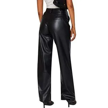 Murnouche Women Faux Leather Pants Black S