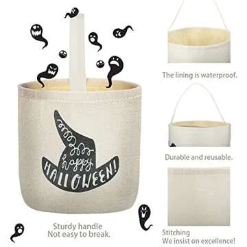 4 Halloween Buckets - Reusable Trick or Treat Bags