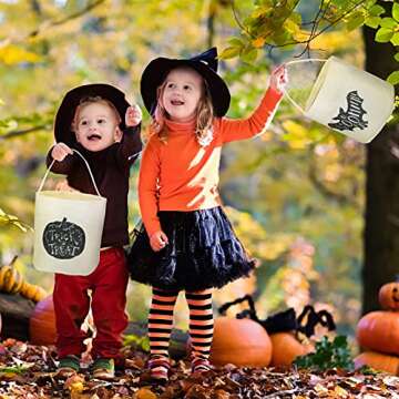 4 Halloween Buckets - Reusable Trick or Treat Bags