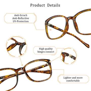 LifeArt Anti Fog Blue Light Blocking Glasses, Anti Eyestrain, Computer Reading Glasses for Women and...