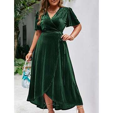 Plus Size Velvet Wrap Dress for Parties and Weddings