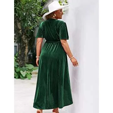 Plus Size Velvet Wrap Dress for Parties and Weddings