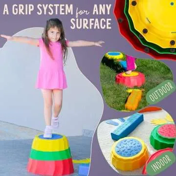 MOONKEE Set of 2-1 Stepping Stones for Kids + 1 Magnetic Drawing Board Pen - Indoor or Outdoor Physical and Sensory Play Equipment for Floor is Lava, Obstacle Course