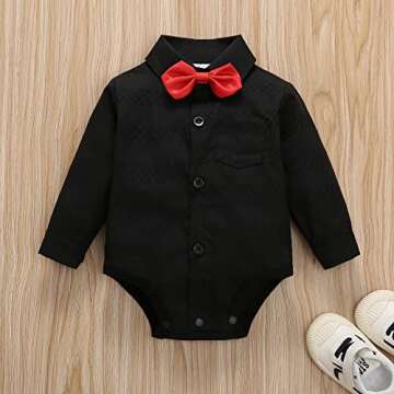 HeMarIsle Baby Toddler Boy Formal Gentleman Suits,Dress Black Shirt With Bowtie+Suspender Pants Dres...