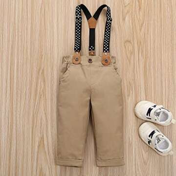 HeMarIsle Baby Toddler Boy Formal Gentleman Suits,Dress Black Shirt With Bowtie+Suspender Pants Dressy Outfit (3306Black, 3-6 Months)