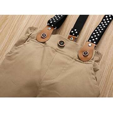 HeMarIsle Baby Toddler Boy Formal Gentleman Suits,Dress Black Shirt With Bowtie+Suspender Pants Dressy Outfit (3306Black, 3-6 Months)