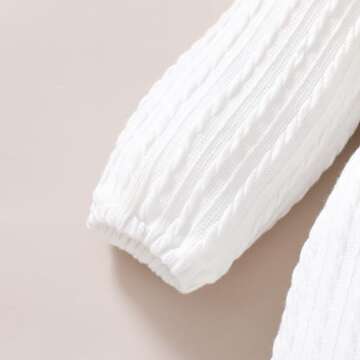 Happy Town Baby Girl Romper Infant Fall Winter Clothes Ruffle Sweater Long Sleeve Bodysuit Jumpsuit and Headband