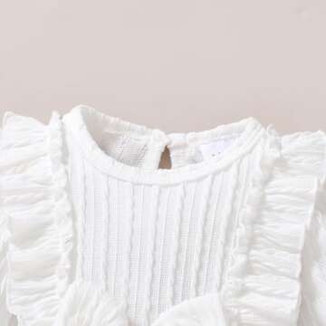 Happy Town Baby Girl Romper Infant Fall Winter Clothes Ruffle Sweater Long Sleeve Bodysuit Jumpsuit and Headband