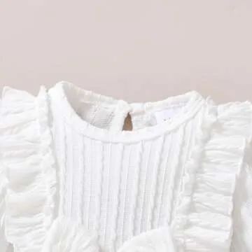 Happy Town Baby Girl Romper Infant Fall Winter Clothes Ruffle Sweater Long Sleeve Bodysuit Jumpsuit and Headband