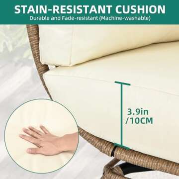 YITAHOME Egg Chair Outdoor, 370lbs Capacity Wicker Patio Basket Chair, All-Weather Oversized Stationary Egg Lounger Chair for Indoor Living Room Outside Balcony Backyard (Beige)