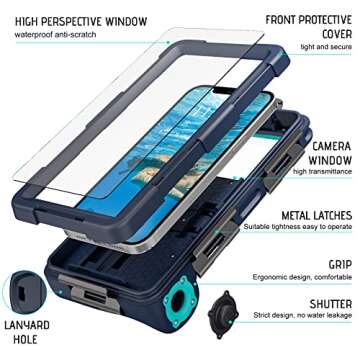 Oreclriy Waterproof Phone Case, Under Water Proof Phone Case for Snorkeling Floating Diving, Underwater Case for iPhone 11/12/13/14 Pro Max XR/XS Samsung Galaxy S23/S22/S21 Ultra/Plus Oneplus Blue