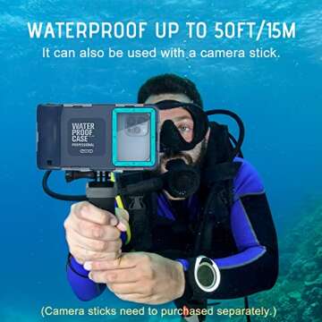 Oreclriy Waterproof Phone Case, Under Water Proof Phone Case for Snorkeling Floating Diving, Underwater Case for iPhone 11/12/13/14 Pro Max XR/XS Samsung Galaxy S23/S22/S21 Ultra/Plus Oneplus Blue