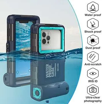 Oreclriy Waterproof Phone Case, Under Water Proof Phone Case for Snorkeling Floating Diving, Underwater Case for iPhone 11/12/13/14 Pro Max XR/XS Samsung Galaxy S23/S22/S21 Ultra/Plus Oneplus Blue