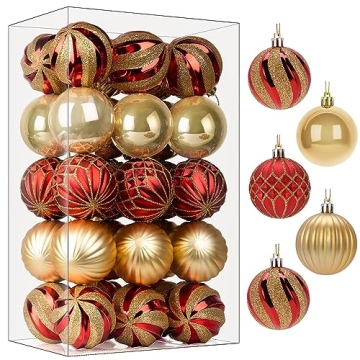 SHareconn 30ct 2.36 Inch Christmas Tree Balls Ornaments, Colored Shatterproof Plastic Decorative Bau...
