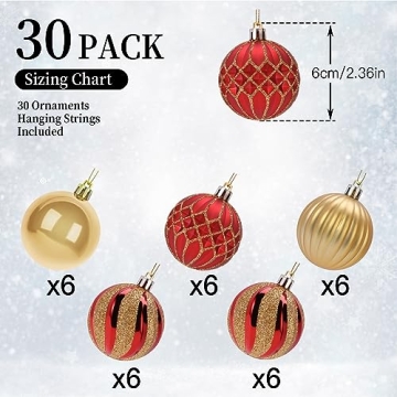 SHareconn 30CT Colorful Shatterproof Christmas Balls
