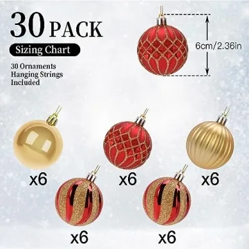 SHareconn 30CT Colorful Shatterproof Christmas Balls
