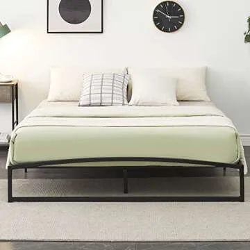 IDEALHOUSE Low Bed Frame Queen Size, 10 Inch Heavy Duty Metal Platform Queen Bed Frame Low Profile, Mattress Foundation, No Box Spring Needed, Noise-Free, Non-Slip, Easy Assembly, Black