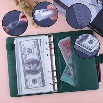 Antner A6 Budget Binder with Zipper Cash Envelopes for Money Organizer & Budgeting, PU Budget Planne...